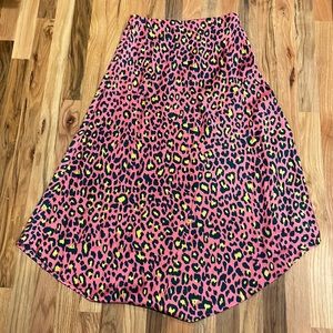 Leopard Silk Midi Skirt